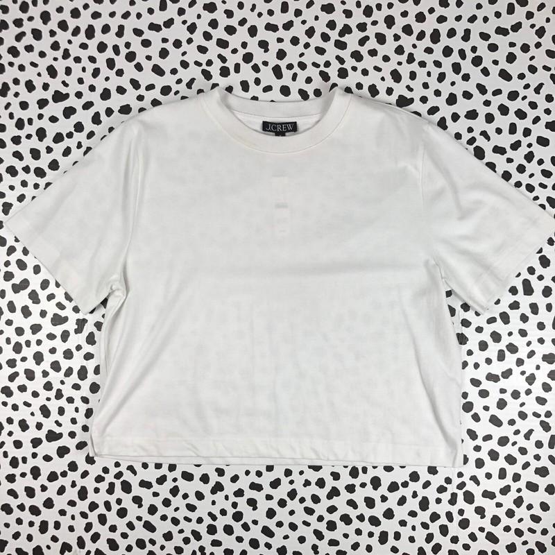 J.CREW Women's Relaxed White Premium-Weight Cropped T-Shirt MEDIUM CA839