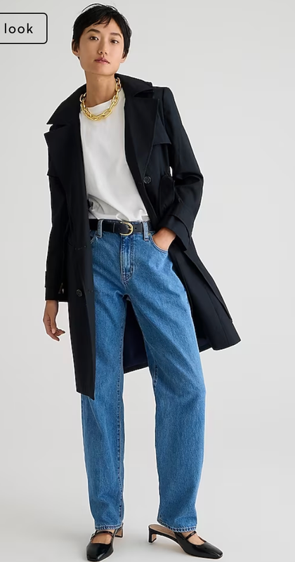 J.Crew Womens $348 Petite New Icon Trench Coat Black Size P8 BF458