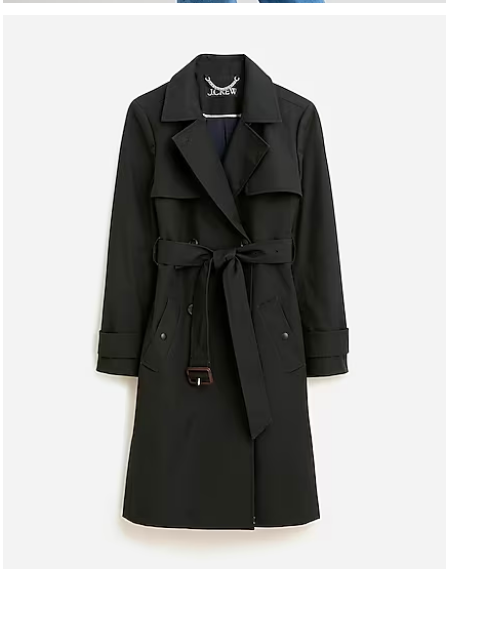 J.Crew Womens $348 Petite New Icon Trench Coat Black Size P8 BF458
