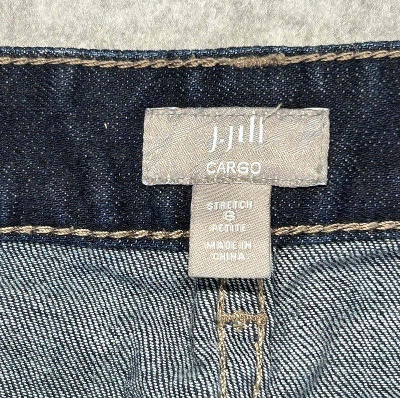 J Jill Cargo Stretch Jeans Womens 8 PETITE (30x29.5) Dark Wash Straight Leg