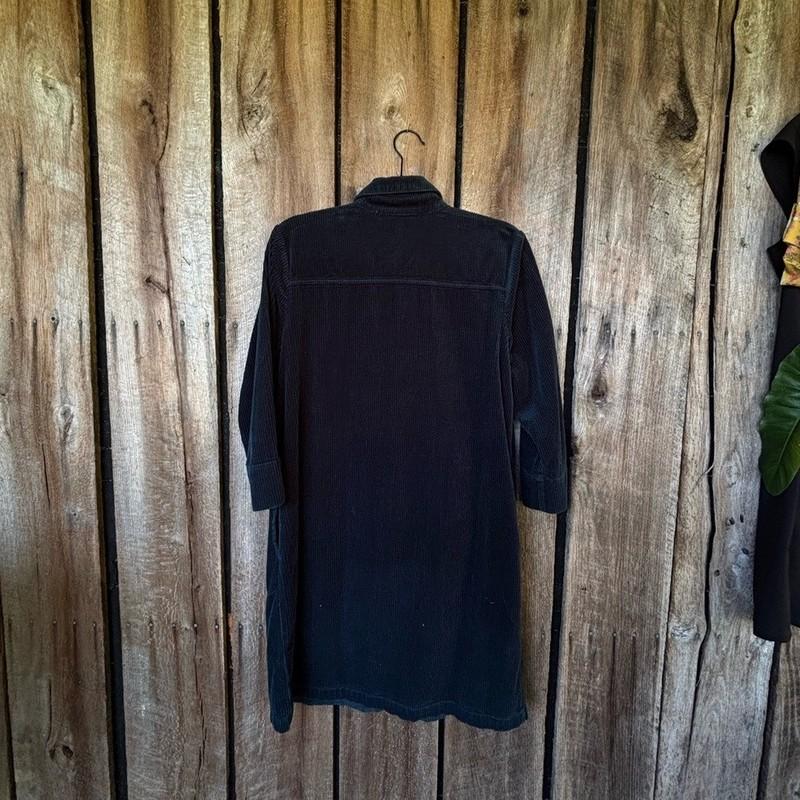 J. Jill Corduroy Shirt Dress Sz Small Navy Blue Fall Fashion Side Pockets