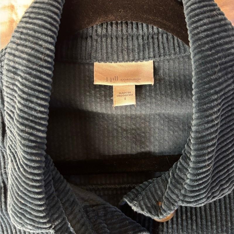 J. Jill Corduroy Shirt Dress Sz Small Navy Blue Fall Fashion Side Pockets