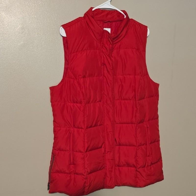 J Jill Down Red Puffer Vest Women's' Size Large Ski Winter Outdoors Warm Layer