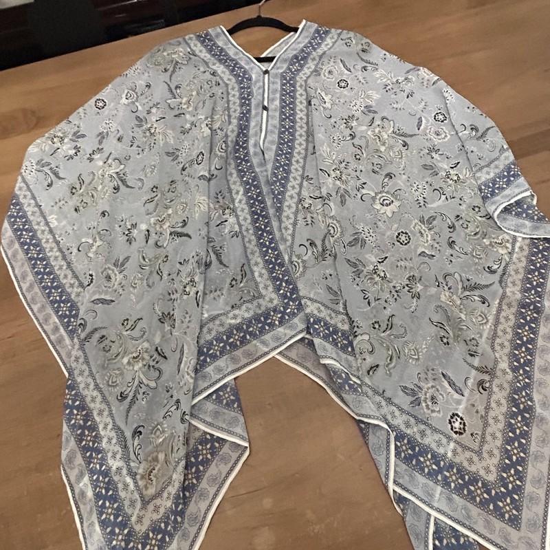 J.Jill Kimono Wrap Womens One Size Blue White Paisley Floral Boho RAINDELJAC