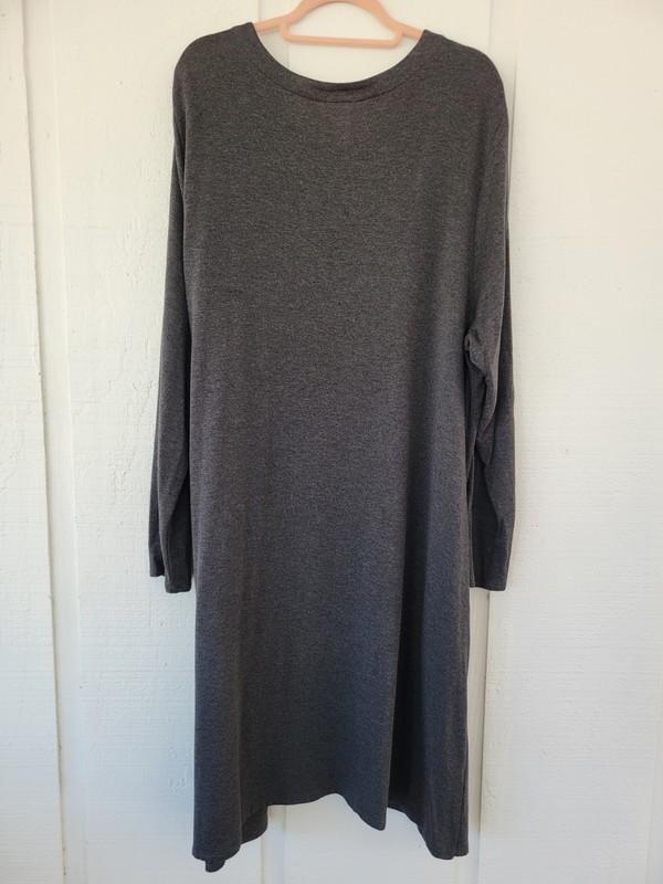 J Jill Pure Jill Size 3X Sweatshirt Dress Knit Midi Stretch Pockets Fall Gray