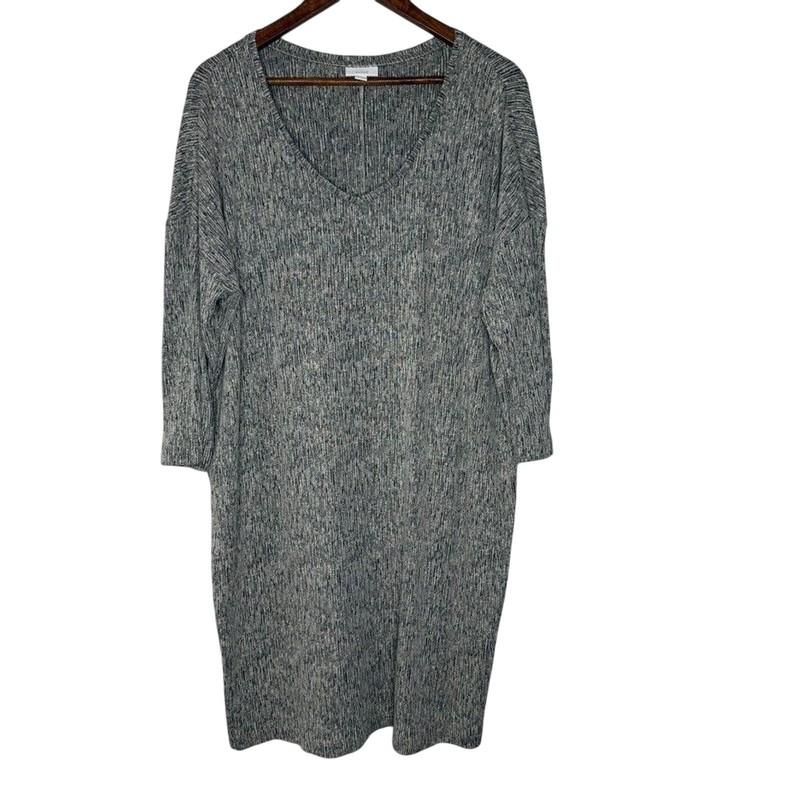 J Jill Pure Women's Gray Knit V-neck Dress XL Cozy Minimalist Lagenlook