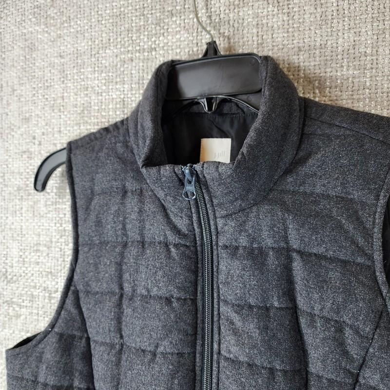 J.Jill Soft Twill Quilted Puffer Vest Womens XS Charcoal Gray Fleece Pockets