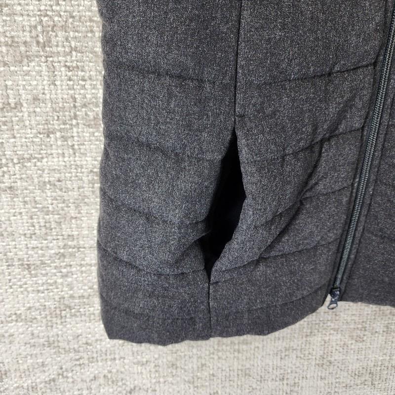 J.Jill Soft Twill Quilted Puffer Vest Womens XS Charcoal Gray Fleece Pockets
