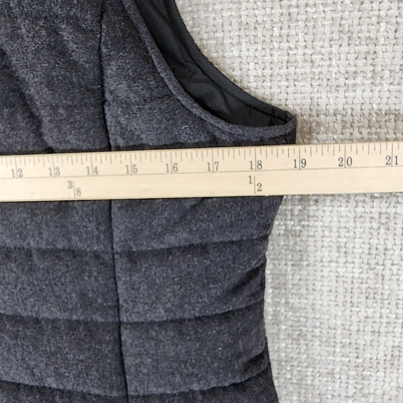 J.Jill Soft Twill Quilted Puffer Vest Womens XS Charcoal Gray Fleece Pockets