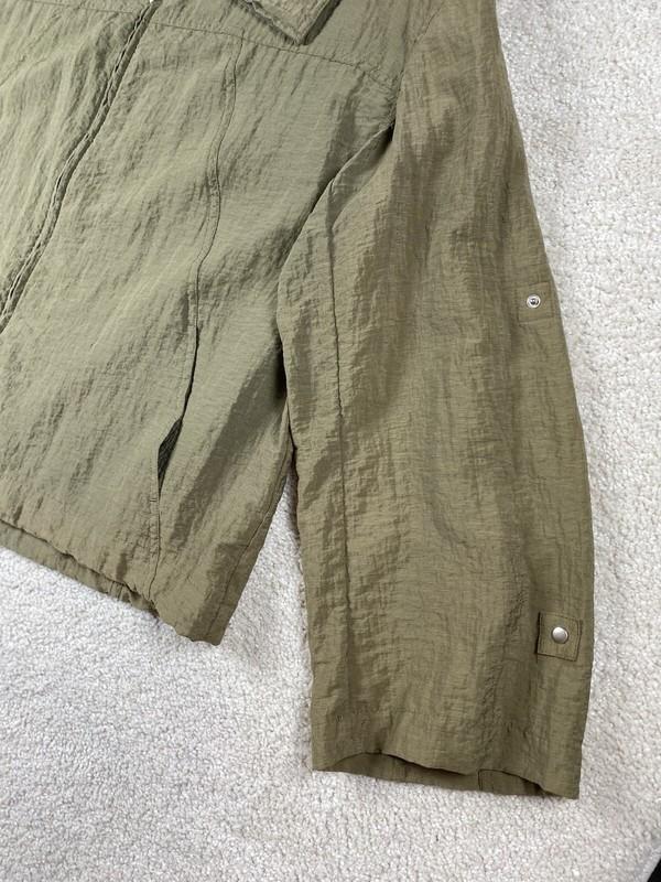 J Jill Windbreaker Jacket Women's Large Khaki Green Full Zip Lightweight