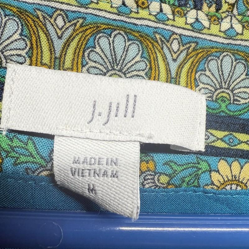 J Jill Womens Puff Sleeve V Neck Long Maxi Dress Paisley Multicolor Size M