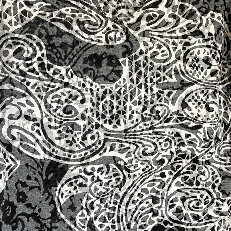 J Valdi Cover Up Dress Womens Size Medium Black White Paisley Coverup Tunic