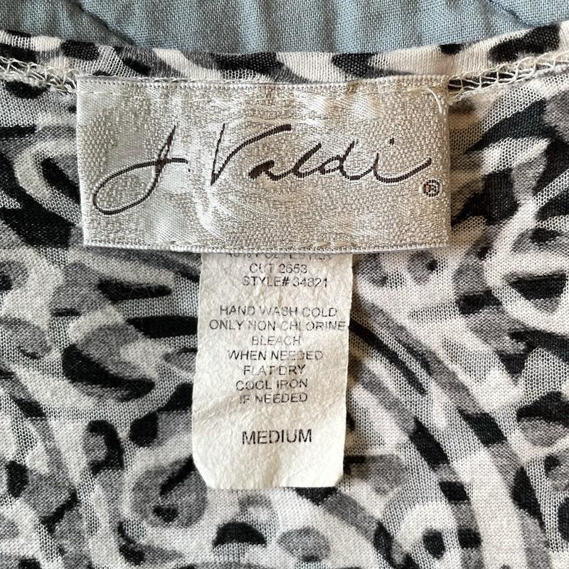 J Valdi Cover Up Dress Womens Size Medium Black White Paisley Coverup Tunic