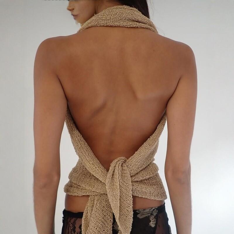 Jaded London Knitted Hollow Coat Hanging Neck Shawl Holiday Wind Sling One-Piece