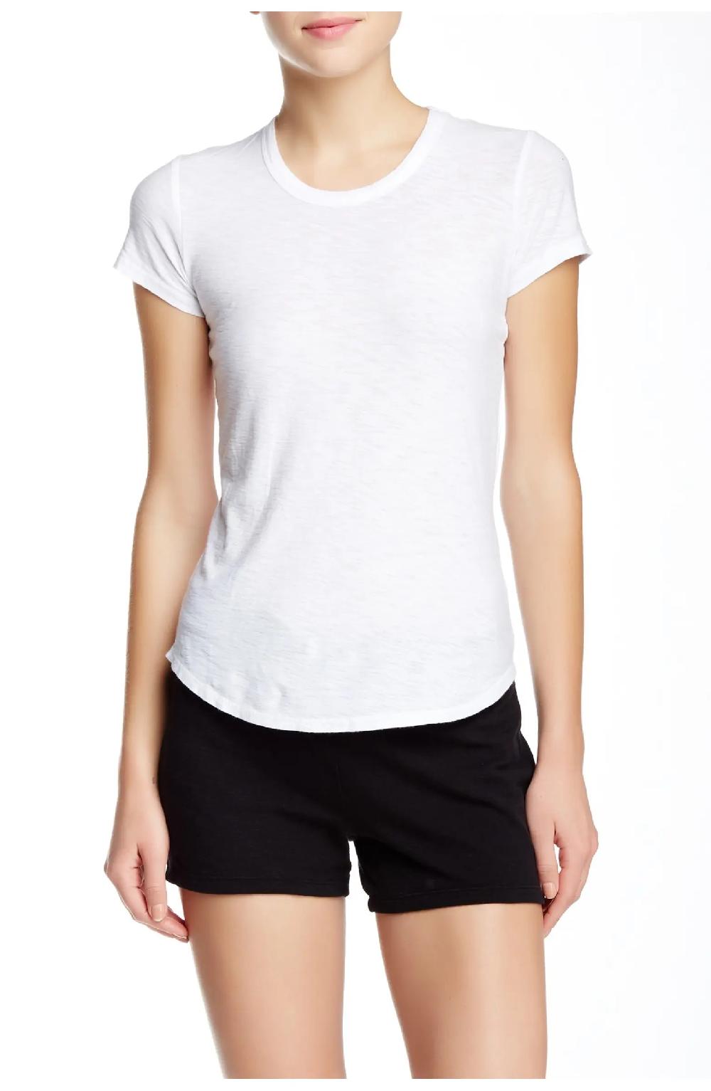 James Perse Women's Top Cotton Modal Blend Lightweight Slub Crew Tee T-Shirt