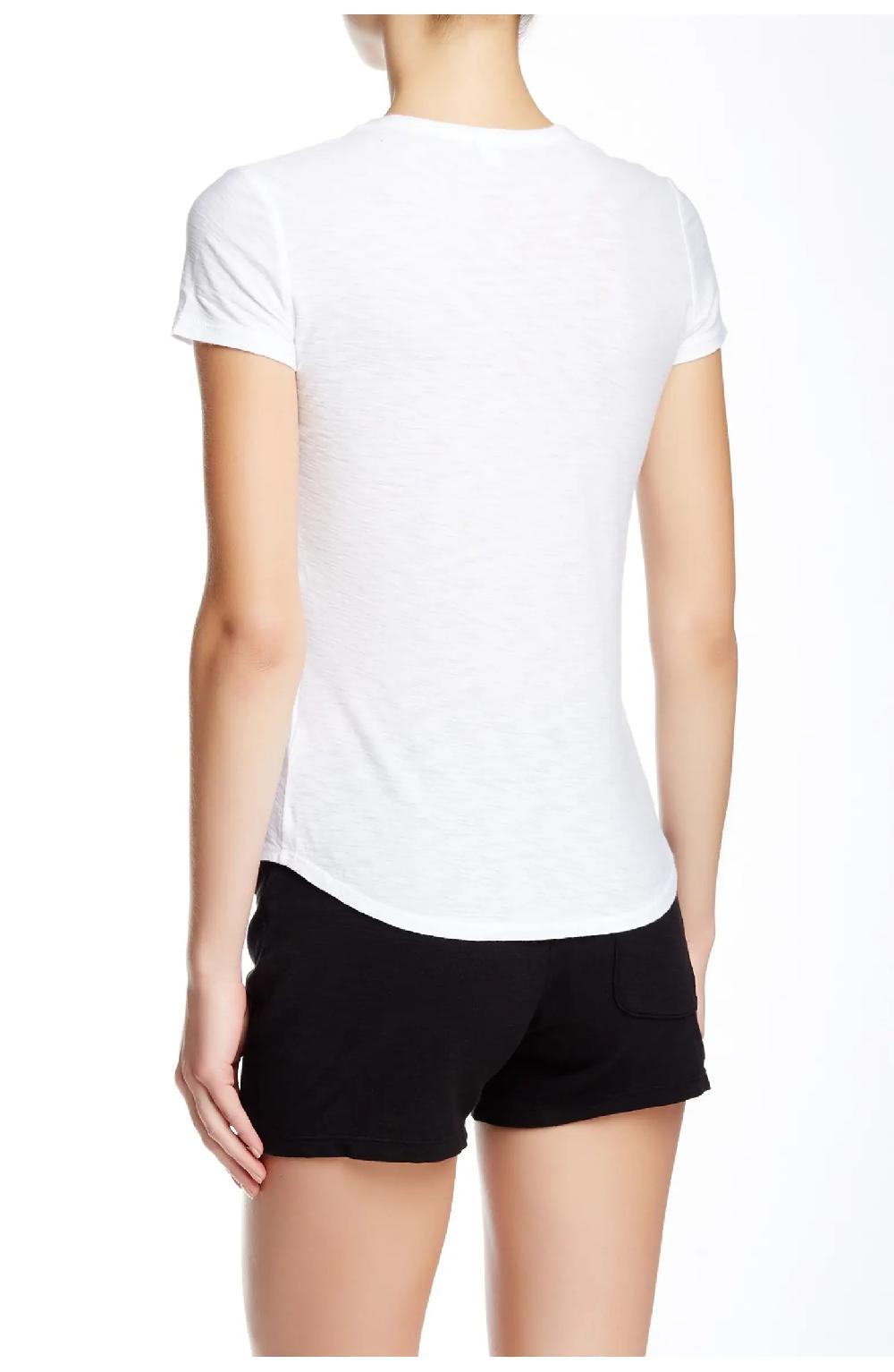 James Perse Women's Top Cotton Modal Blend Lightweight Slub Crew Tee T-Shirt