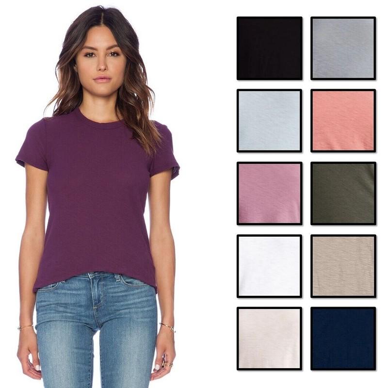 James Perse Women's Top Cotton Modal Blend Lightweight Slub Crew Tee T-Shirt