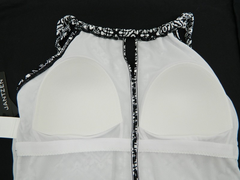 Jantzen Black Monotone Printed High Neck 1-Piece Swimsuit Size 12