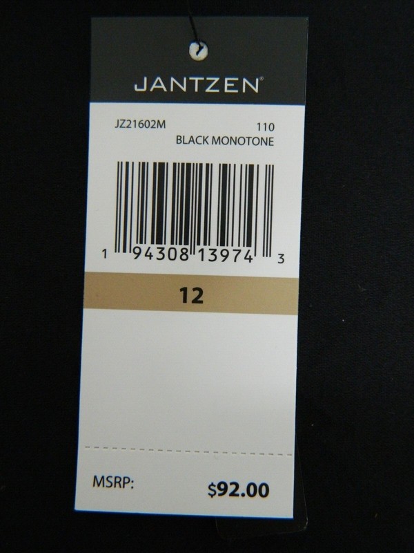 Jantzen Black Monotone Printed High Neck 1-Piece Swimsuit Size 12