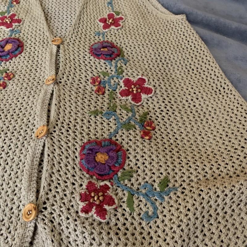 Jantzen Classics Hand Embroidered Beach Cover Up OS BOHO Festival Kimono