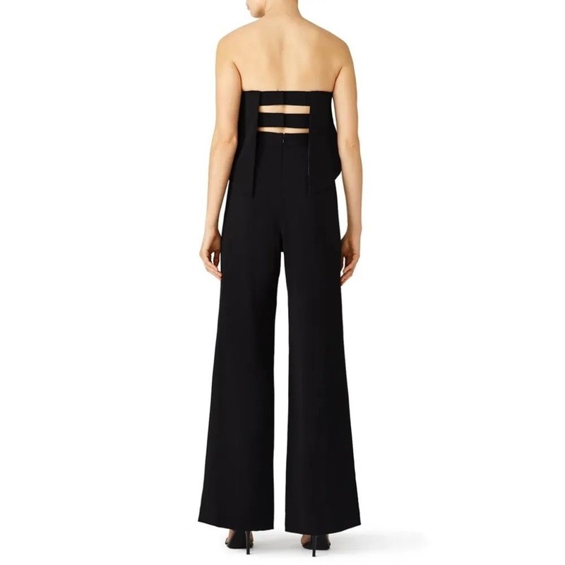 Jay Godfrey Black Retro Ruffle Jumpsuit - Size 8
