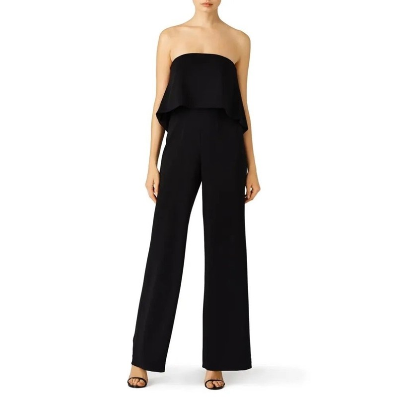 Jay Godfrey Black Retro Ruffle Jumpsuit - size 8