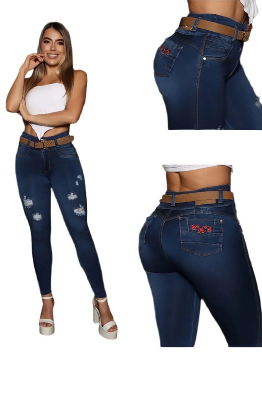 Jeans Bon Bon up Levanta cola colombianos butt lifter high waist fashion 8002