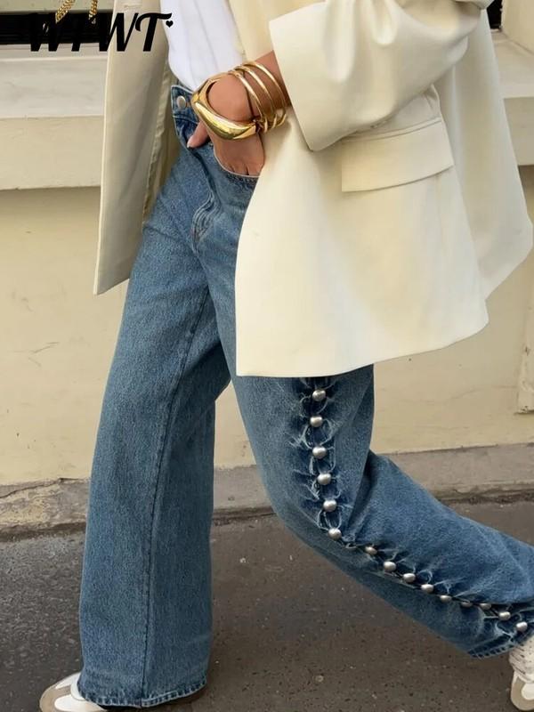 Jeans Women's Casual Zipper Pockets Denim Long Trousers 2025 Spring Lady Pants