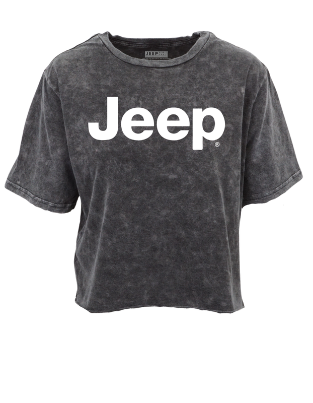 JEEP VINTAGE WASH RAW HEM CROP WOMENS T SHIRT
