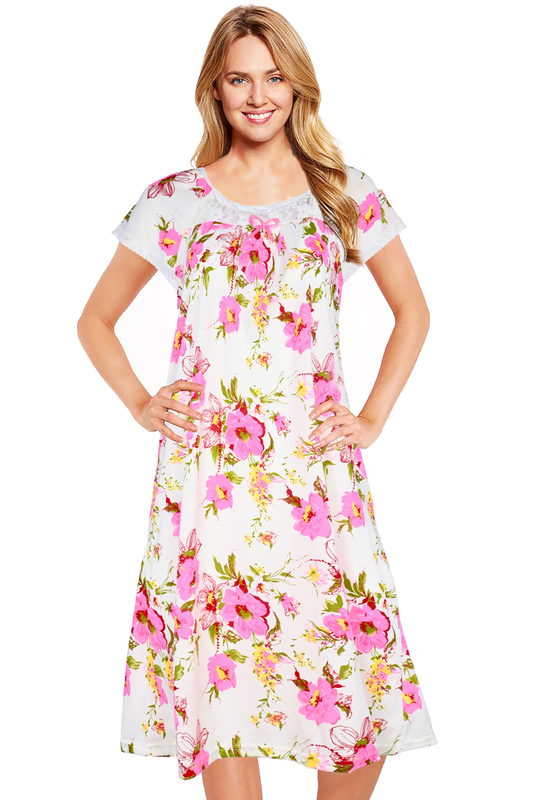 JEFFRICO Nightgowns For Women Short Sleeve Soft Sleepwear Comfy Nightshirts 804