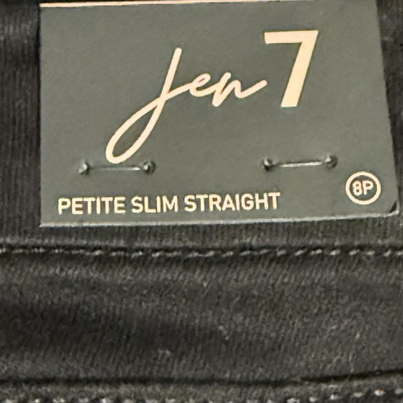 JEN7 For All Mankind Slim Black Jeans Sz 8-P Distressed Raw Hem Sculpting Panel