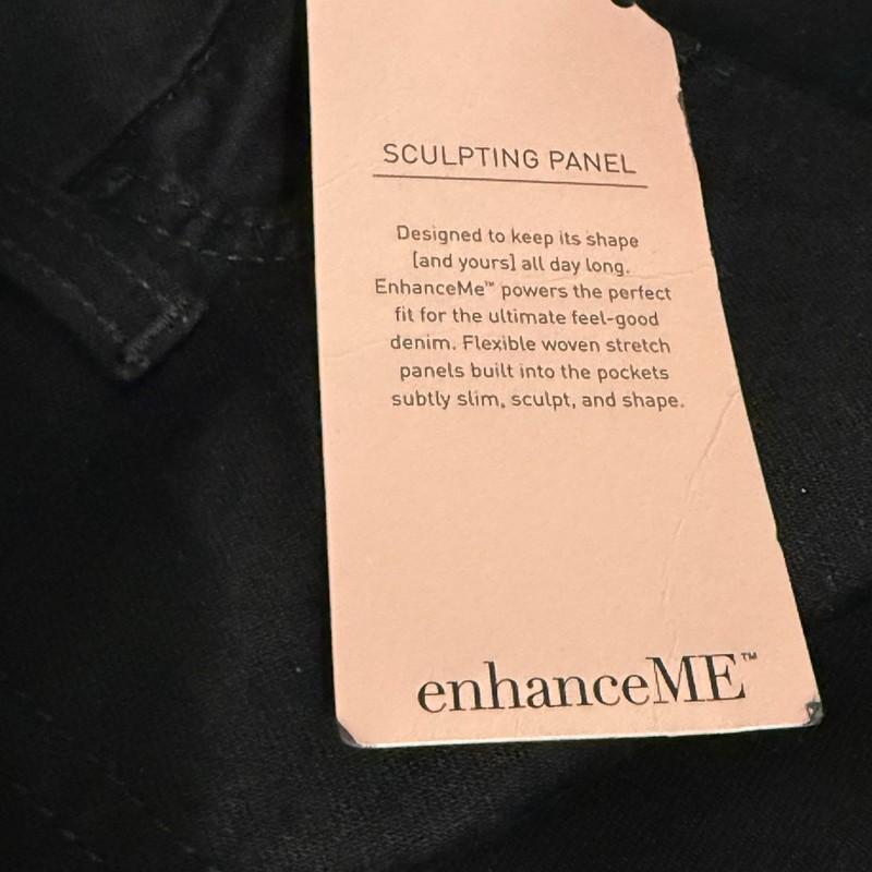 JEN7 For All Mankind Slim Black Jeans Sz 8-P Distressed Raw Hem Sculpting Panel