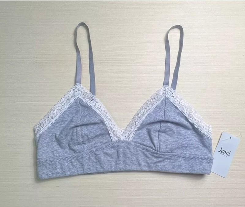Jenni Lace Bralette Grey Cotton-Spandex Comfort Fit Small