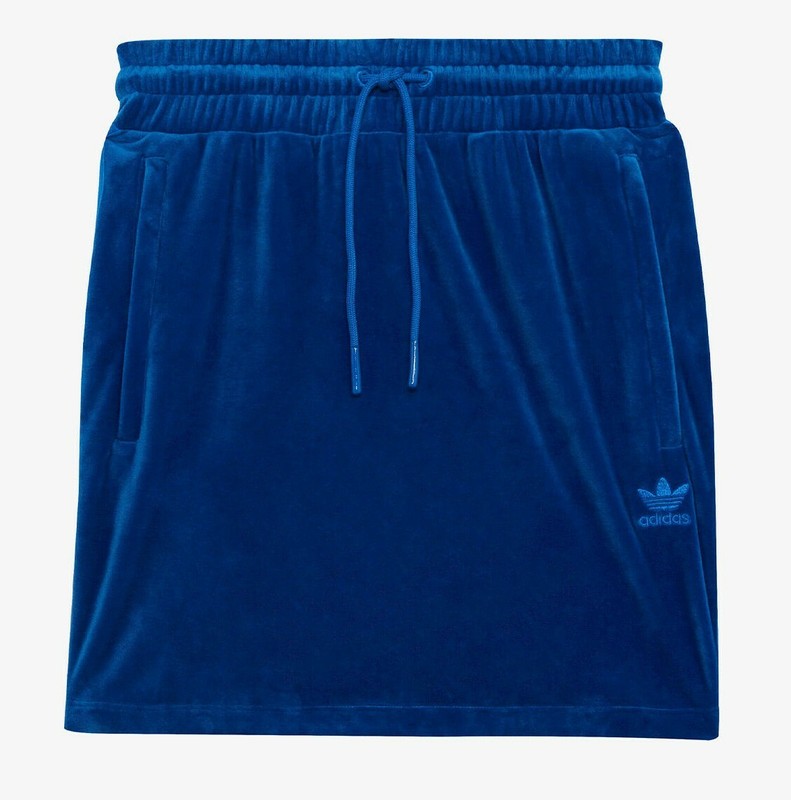 Jeremy Scott x adidas Originals JS Skirt W Velour Blue H53362 Sz Small
