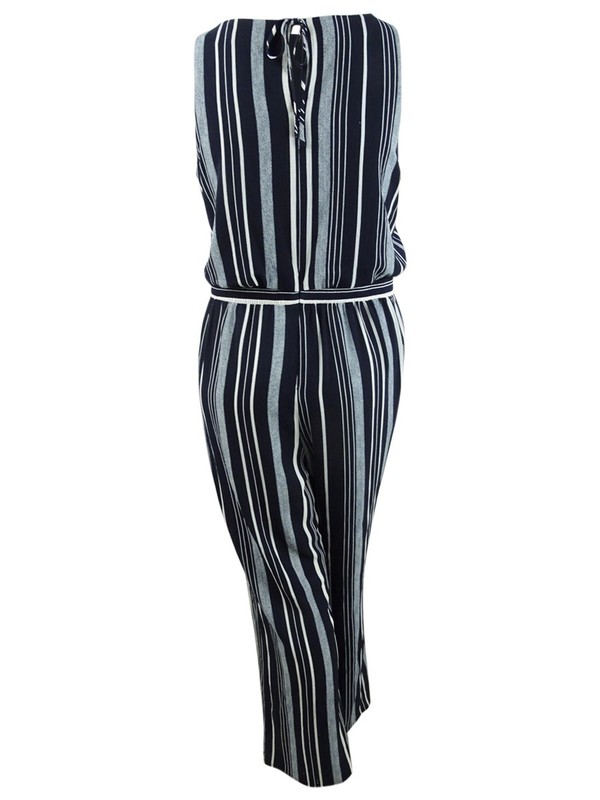 Jessica Howard Women's Striped Jumpsuit (16 Navy/Ivory)