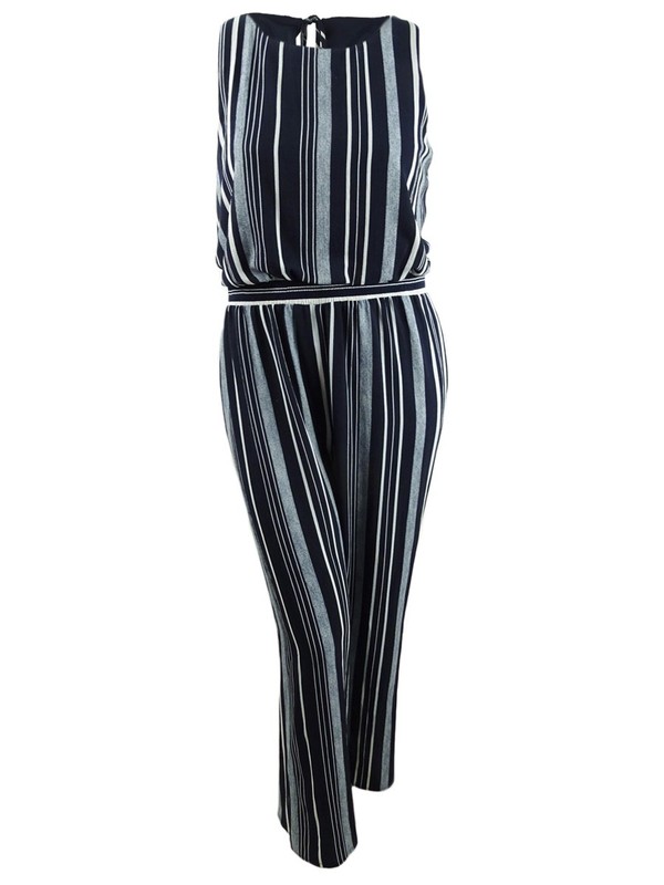 Jessica Howard Women's Striped Jumpsuit (16 Navy/Ivory)