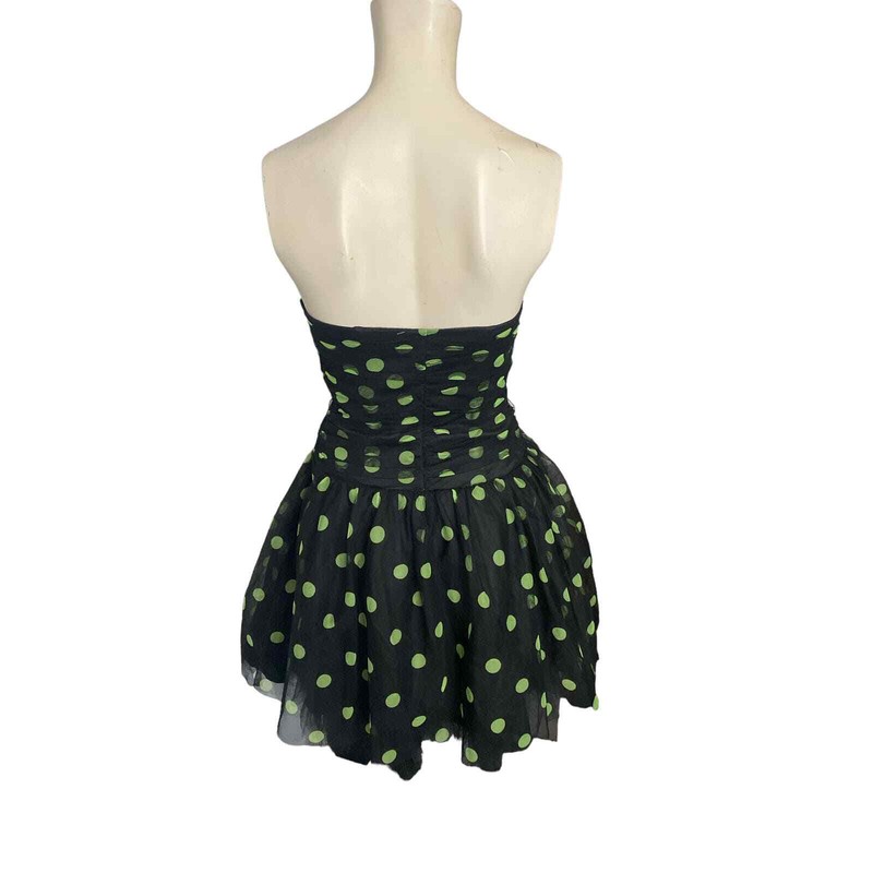 Jessica McClintock Gunne Sax Polka Dot Strapless Mini Dress Mesh 5/6 Vintage