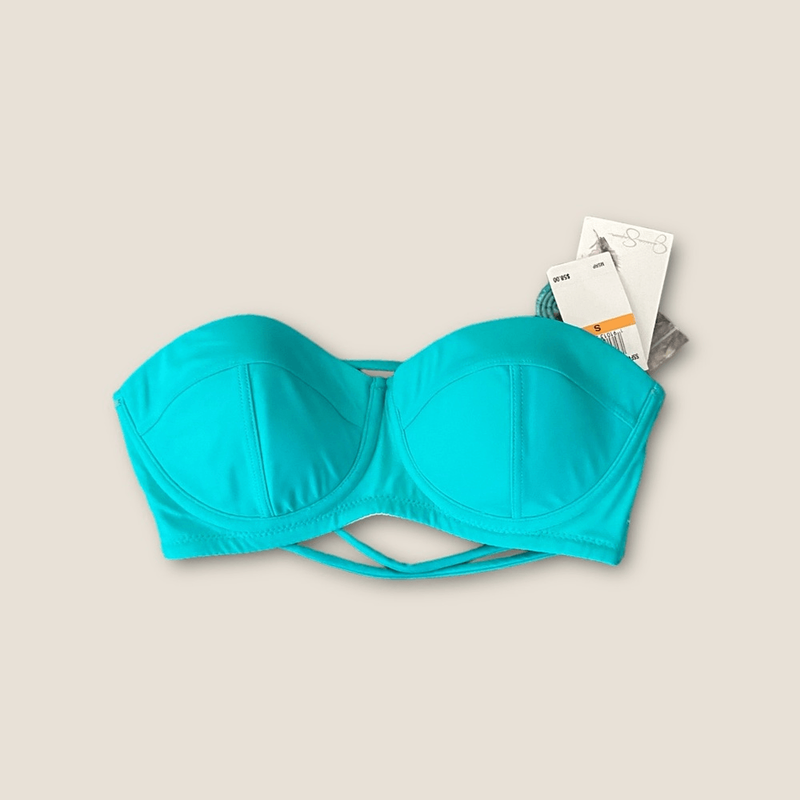 Jessica Simpson Bikini Top Six String Back Padded Underwire Turquoise S