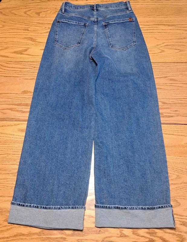 Jessica Simpson Freesia High Rise Wide Leg Cuffed Blue Jeans Size 4 Stretch Cute