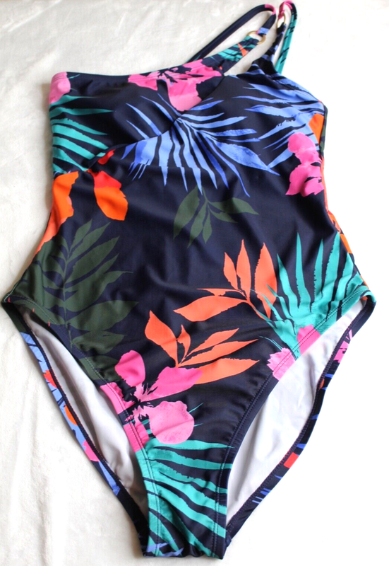 Jessica Simpson One Piece Floral Navy Swimsuit Size Medium