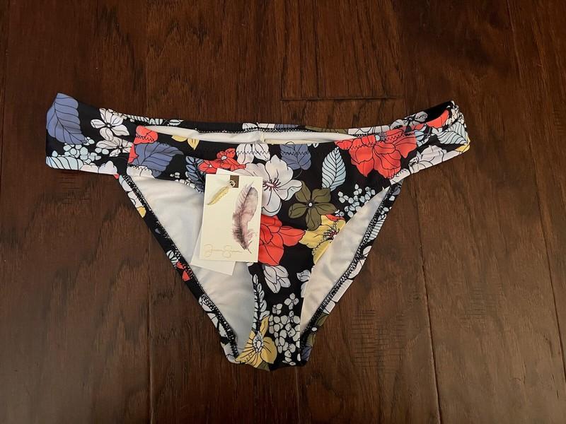Jessica Simpson Tropical Punch Side-Shirred Hipster Bikini Bottoms Medium $44