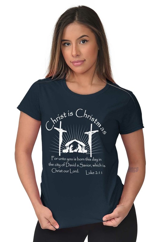 Jesus Christ Is Christmas Christian Holiday Womens Top Junior Graphic Tee