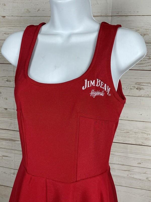 Jim Beam High Ball Cocktail Waitress Dress Womens Medium Red Bartender New ST211