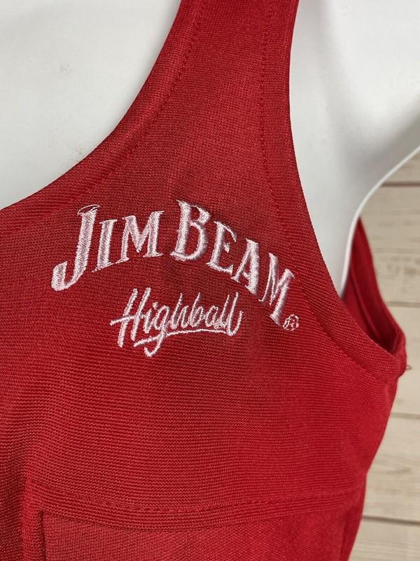 Jim Beam High Ball Cocktail Waitress Dress Womens Medium Red Bartender New ST211