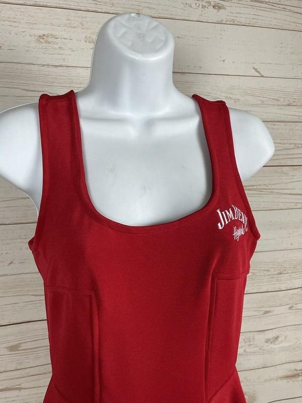 Jim Beam High Ball Cocktail Waitress Dress Womens Medium Red Bartender New ST211