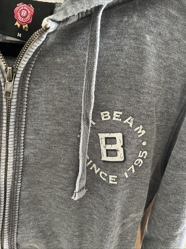 Jim Beam Women’s Zipper Hooded Lightweight Jacket Distressed Grey W/Logo New