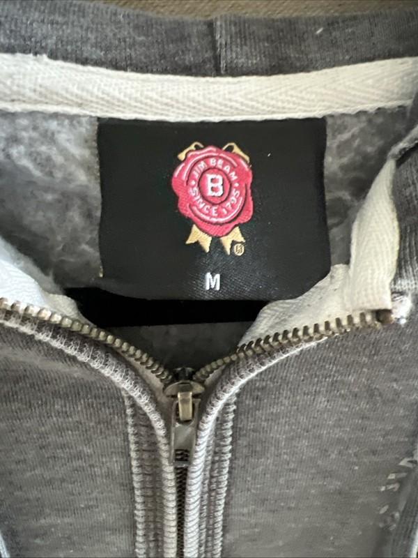 Jim Beam Women’s Zipper Hooded Lightweight Jacket Distressed Grey W/Logo New