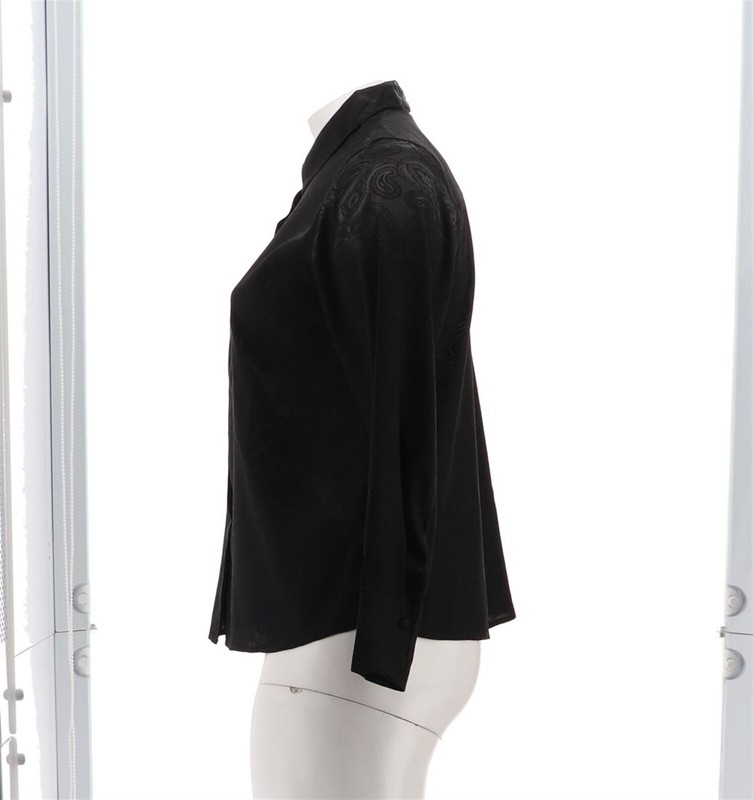 Joan Rivers Paisley Jacquard Button Front Blouse Black L NWOT (180)