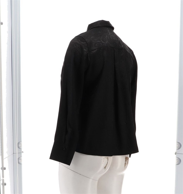 Joan Rivers Paisley Jacquard Button Front Blouse Black L NWOT (180)