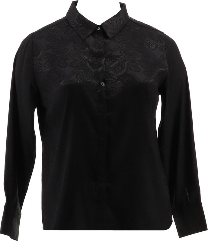 Joan Rivers Paisley Jacquard Button Front Blouse Black L NWOT (180)